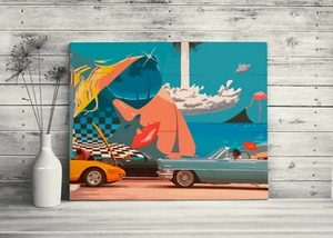 Miami Vice - Tommy's Garage #1 16x12 inches Canvas FRAMED - Picture 1 of 9