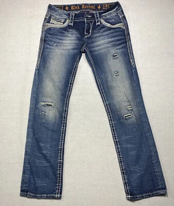 Rock Revival Womens Jeans 25 Hettie Stretch Cropped Distressed Easy Crop Mid - Picture 1 of 13