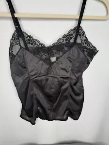 Vintage 80s 90s Y2K Lace Camisole Top Women's Small Black Retro - Picture 1 of 8