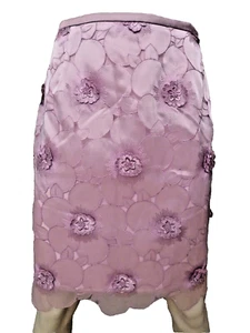 Elie Tahari Dress Skirt Embroidered Size XS S Dusty Rose 3D Floral Lined Party - Picture 1 of 6