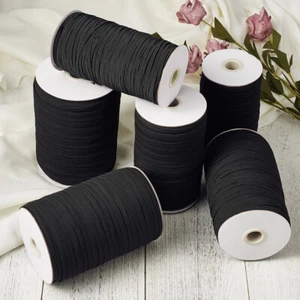 100yd/Roll Black 8mm Flat Elastic Cords Stretch Craft String DIY Jewelry Thread - Picture 1 of 5