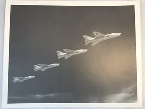 Vtg US Navy Photograph Navy F-8 Crusader Jets Flying in Stagger Formation 14x11 - Picture 1 of 3
