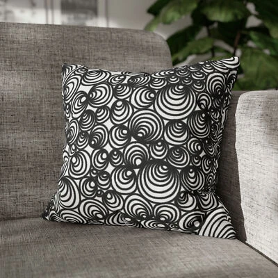 CUSHION COVER PILLOW CASE|BLACK SCRIBBLE CIRCLE PATTERN - Image 1 of 4