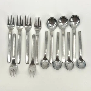Juego completo de cubiertos de acero inoxidable con patrón PELA Towle Lauffer Indonesia MCM 13 piezas - Imagen 1 de 12