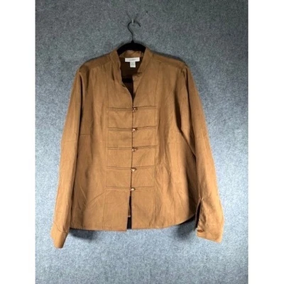 Dressbarn женщин XL коричневый искусственной замши рубашка с длинным рукавом на пуговицах Western Jacket - Изображение 1 из 4