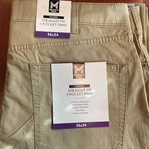MEMBERS MARK Mason 5 Pocket Straight Fit Hose Größe 36x34 Khaki Stretch - Bild 1 von 3
