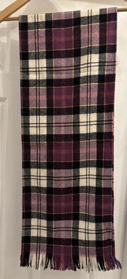 Raro Pendleton Púrpura Cuadros Lana Virgen Bufanda Flecos Años 80’s 61x11 Etiqueta Naranja Foto 1 de 4