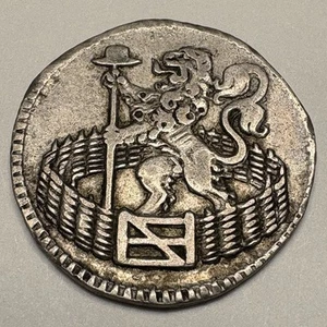 Rare 1700s Silver Duit – 1739 Hollandia Lion Fence Design – Dutch Coin - Picture 1 of 2