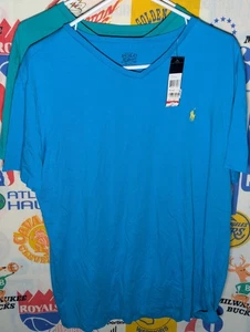 Polo Ralph Lauren 2er Set Herren T-Shirts Classic Fit V-Ausschnitt Baumwolle Blau Grün " - Bild 1 von 8