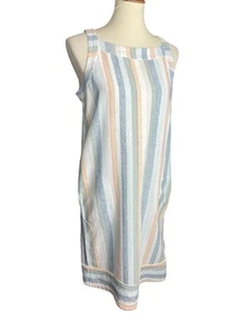 Forcynthia gestreiftes Leinen Etuikleid Damen Größe Medium Knopfdetails - Bild 1 von 12