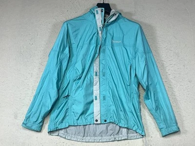 Marmot Jacket Womens Large Blue Hooded Drawcord Hem Waterproof Full Zip Rain - Image 1 of 4