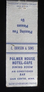 1940er Palmer House Hotel-Cafe Bar C. Eriksen & Sons Sauk Centre MN Stearns Co MB - Bild 1 von 2
