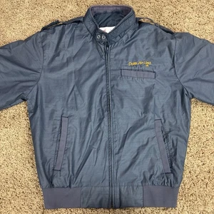 RARE Vintage 1990s Delta Airlines Bomber Jacket Blue Size M Windbreaker - Picture 1 of 21