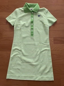 Lacoste Green/White Stripe Short Sleeve Polo Dress Length Size M used 2508SM - Picture 1 of 3