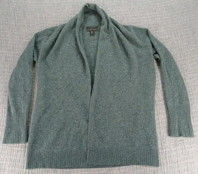 Cárdigan suéter Tahari 100 % cachemir puro lujo frente abierto azul azulado talla M Foto 1 de 4