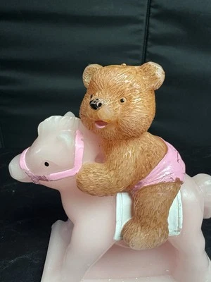 Плюшевый медведь розовая качающаяся лошадь свеча детский душ раскрытие пола декор детской комнаты - Изображение 1 из 4