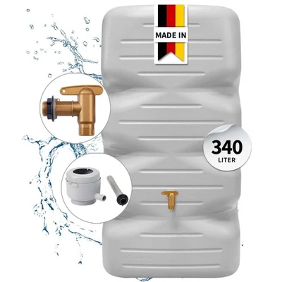 GARANTIA CUBUS Gartentank Komplett-Set 340 Liter betongrau inkl. Kunststoff-A...