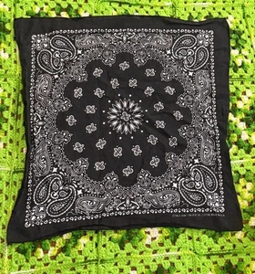 Fazzoletto Bandana Vintage Hav-a-Hank Cotone Nero Retrò Rockabilly USA - Foto 1 di 5