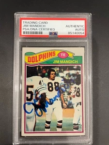 Tarjeta autógrafa firmada por Jim Mandich 1977 Topps Miami Dolphin excelente PSA/DNA auténtica - Imagen 1 de 3