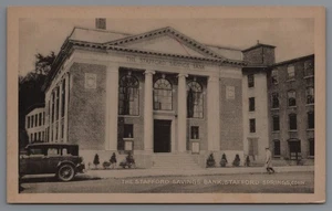 Cartolina d'epoca Stafford Savings Bank Stafford Springs CT primi '900 - Foto 1 di 2