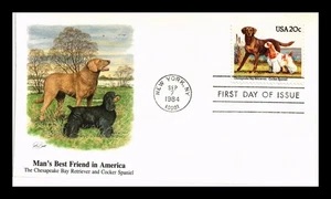 DR JIM STAMPS US COVER DOGS CHESAPEAKE BAY RETRIEVER AND COCKER SPANIEL FDC - Picture 1 of 2