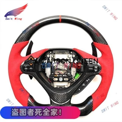 Volante FIBRA DE CARBONO REAL PARA ACURA TSX ROJO CON PALETAS DE CAMBIO 09-14 AÑOS Foto 1 de 4