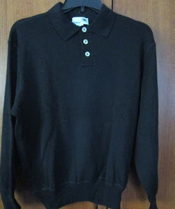 I Levrieri Sweater Polo Black Medium Pure Merino Wool Black Chest 52 Length 28 - Picture 1 of 4