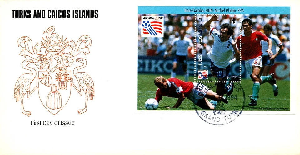 SPORT WORLD CUP FOOTBALL SOCCER S/S 1994 TURKS & CAICOS FDC - Image 1 of 1