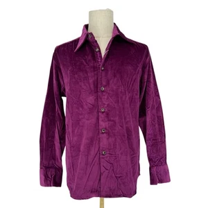 Robert Graham Button Front Long Sleeve Shirt Collector's Piece Purple Velvet L - Picture 1 of 8