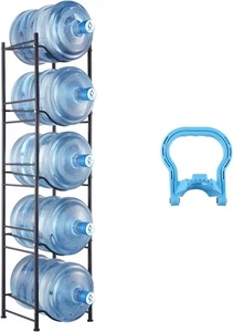 Portabottiglie per Acqua 5 Livelli a Fila Singola per 5 Bottiglie Nero VEVOR - Foto 1 di 9