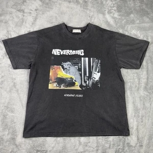 Nirvana Shirt Mens Large / XL Black Nevermind BOOTLEG Rock Grunge Band VTG STYLE - Picture 1 of 7