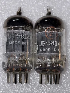 Matched Pair GE JG-5814A (12AU7) Grey Plate 3X Mica Mil Spec Tubes TV7 Strong - Picture 1 of 3