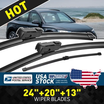 For Audi Q5 2009-2023 Durable 24"+20"+13" Front + Rear Windshield Wiper Blades - Изображение 1 из 4