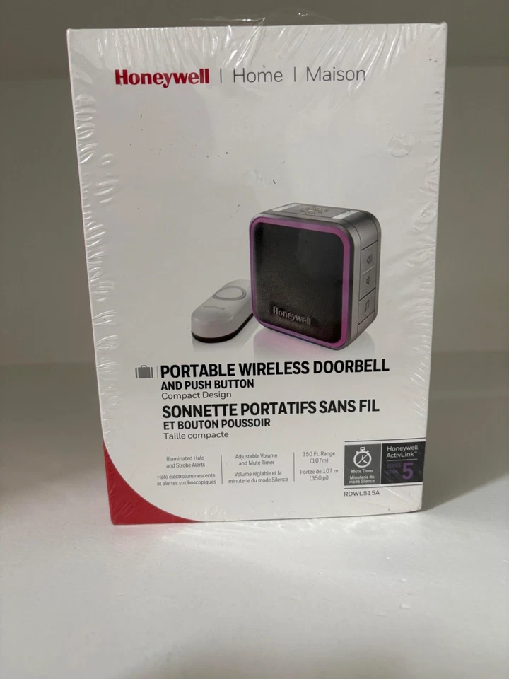 Timbre inalámbrico portátil Honeywell Home Maison y pulsador RDWL515A Foto 1 de 1