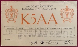 Tarjeta de radio de onda corta QSL 65th Coast Artillery US Artillery Zona del Canal de Panamá 1931 - Imagen 1 de 1