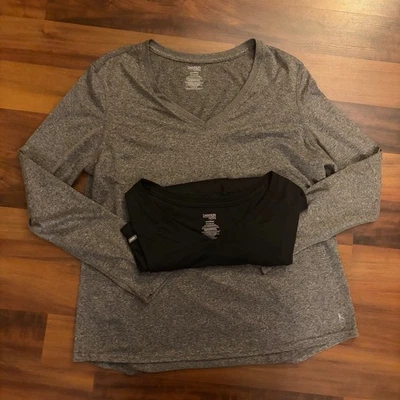 Danskin теперь женщин полу облегающий длинным рукавом v-образным вырезом производительности футболки 2XL 2 пары - Изображение 1 из 4