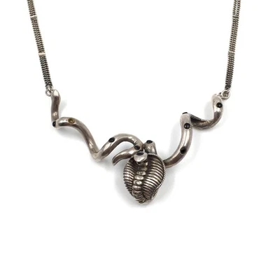 Collar 45cm Plata 925 Joyería Antigua Cobra Serpiente Collar Ónix Negro - Imagen 1 de 4