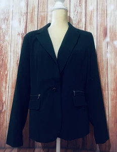 Blazer donna taglia 14 7th Avenue New York Company nero foderato morbido pesante - Foto 1 di 11