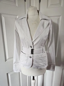 Jane Norman Y2K Blazer weiß Größe 12 elastischer Bund - Bild 1 von 13