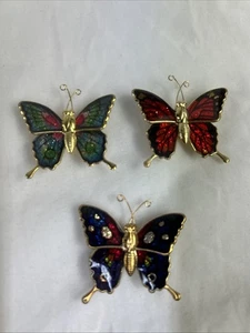 Butterfly Magnet Set Of 3 Colorful Enamel 1.5” - Picture 1 of 4