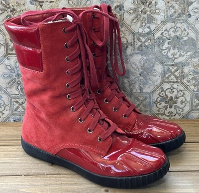 Cole Haan Botas de Cuero Rojo Impermeables Forradas de Vellón Cremallera Coloridas para Mujer’s 8.5 Foto 1 de 4