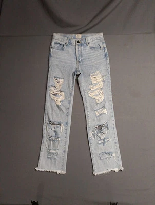 Alice + Olivia Jeans Womens Size 29x29 Blue Stone Wash Distressed Raw Hem USA - Image 1 of 4