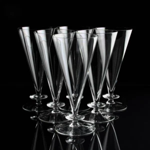 Hirschberg Crystal Glass Champagne Flute Discus Set of 6 Vintage Mid Century Design - Picture 1 of 7