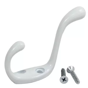 10x Rok Heavy Duty White Home Wall Closet Towel Coat Clothes Double Hook Hanger - Picture 1 of 4
