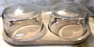 Horizon Brand Board Tray with Glass Dome Cloche Lid 8.5" x 2.5" (2) Lids w/ Tray - Picture 1 of 3