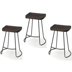 Home Square 3 Piece Backless Counter Stool Set with Metal Base in Espresso - Picture 1 of 7