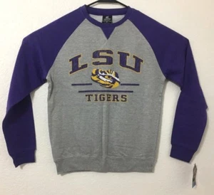 LSU Tigers Herren Rasen Pullover Crew Sweatshirt Farbe Heather Grey Colosseum - Neu mit Etikett - Bild 1 von 5