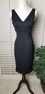 CALVIN KLEIN Sheath Dress Black Neoprene Stretch Bodycon Sleeveless Size 2 - Picture 1 of 9