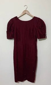 Vintage 80s 90s Joan Leslie Formal Evening Red Velvet  Dress Size 6 Holiday Xmas - Imagen 1 de 7