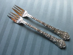 GORHAM CLUNY Cocktail Forks TWO 1880 STERLING SILVER .925 OYSTER Fork - Picture 1 of 17